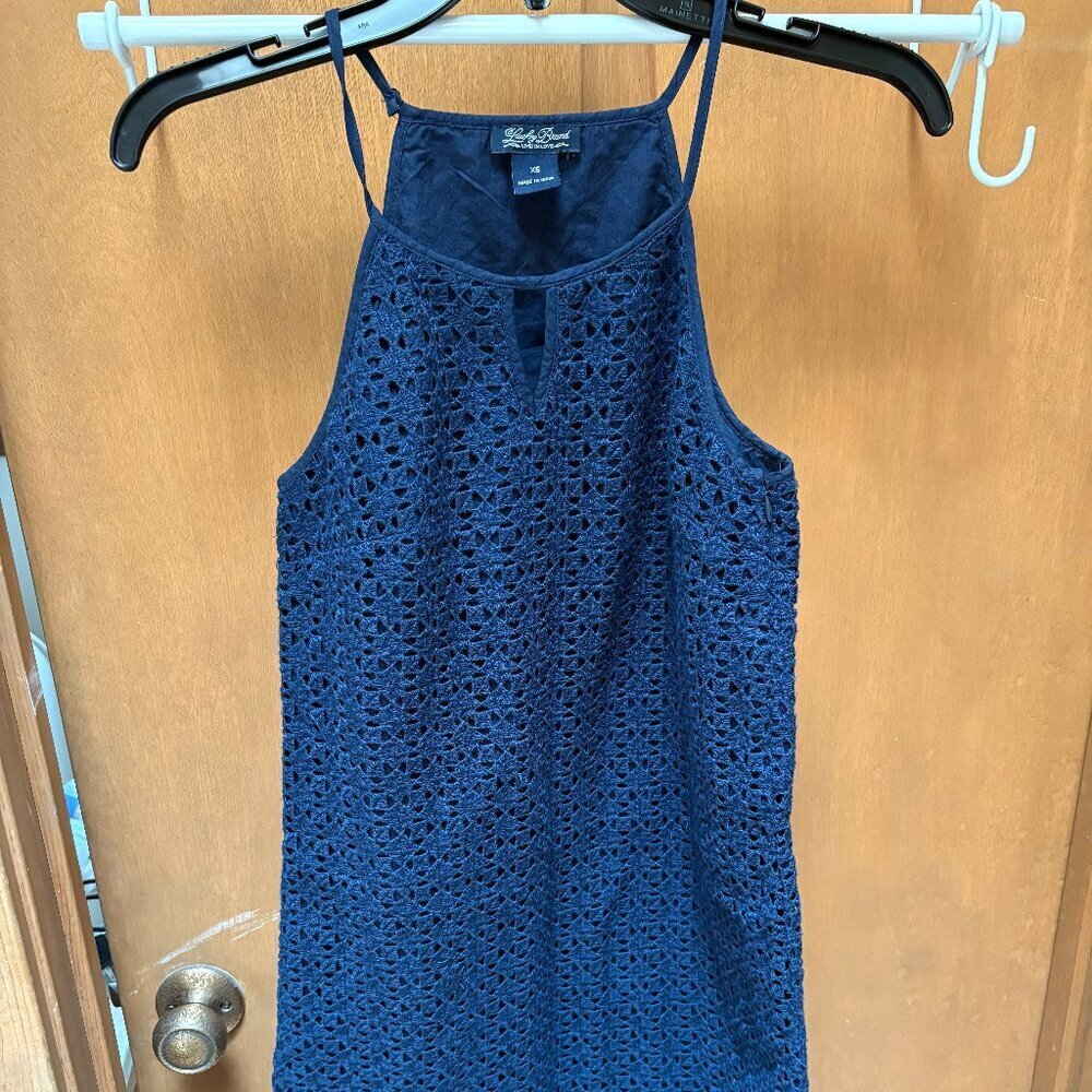 Lucky Brand Navy Crochet Lace Dress XS Halter Mini Boho Summer Dress